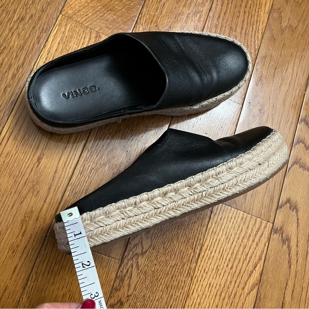 Vince Ulla Platform Black Leather Espadrille Mules - Picture 10 of 10